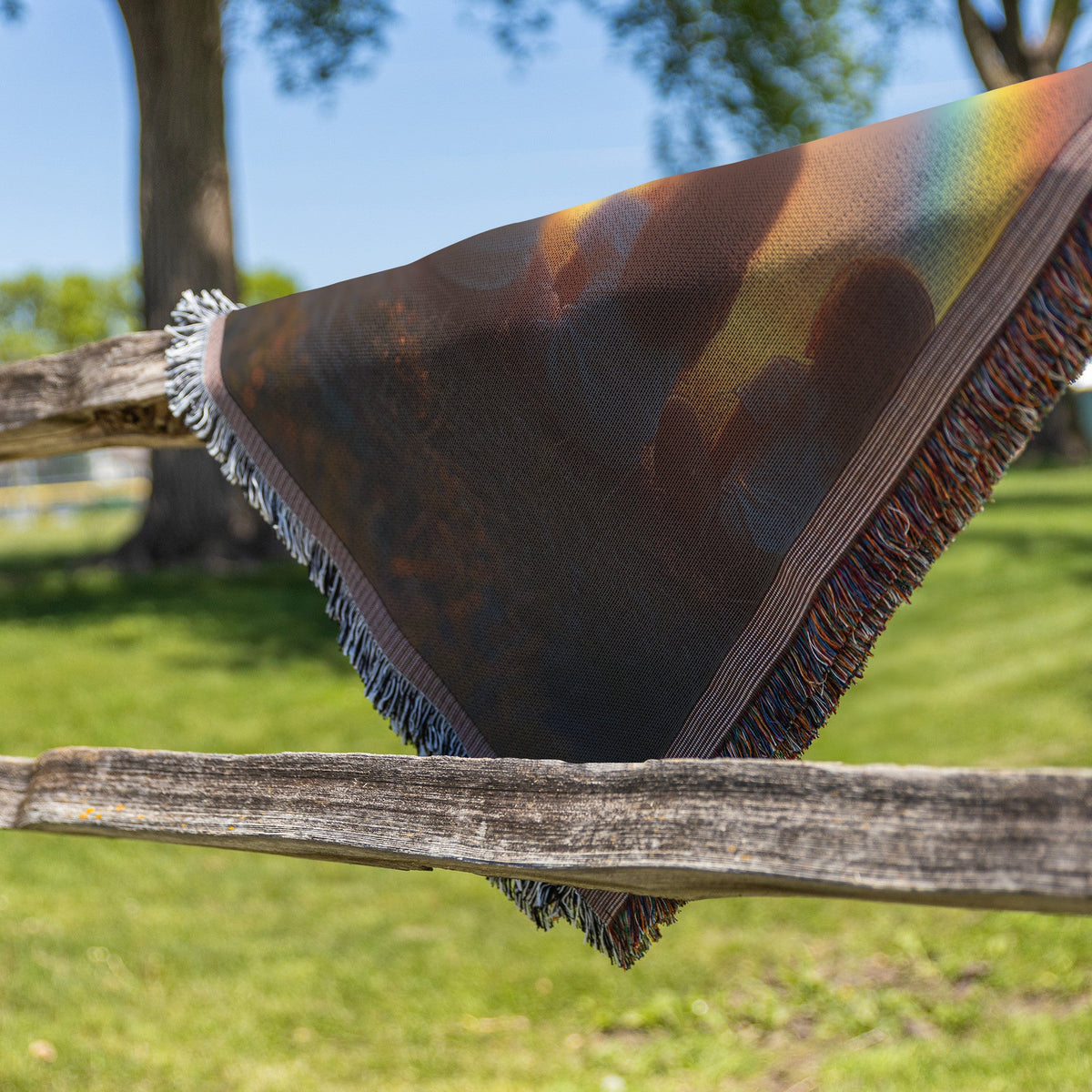 Children Under Rainbow Woven Throw Blanket Christian Promise Inspired Decor Vibrant Sunset Design for Home or Gift - Awakening Righteousness