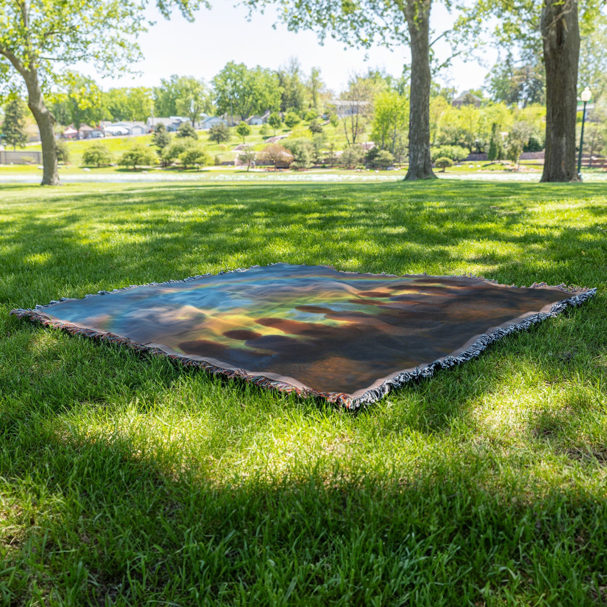 Children Under Rainbow Woven Throw Blanket Christian Promise Inspired Decor Vibrant Sunset Design for Home or Gift - Awakening Righteousness