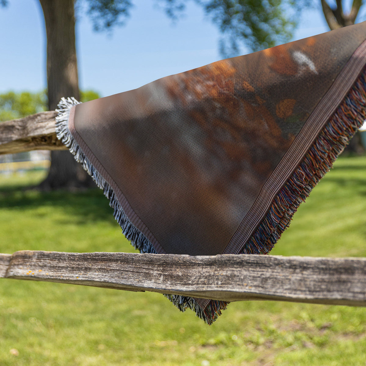 Children Walking in Autumn Rain Woven Throw Blanket - Awakening Righteousness
