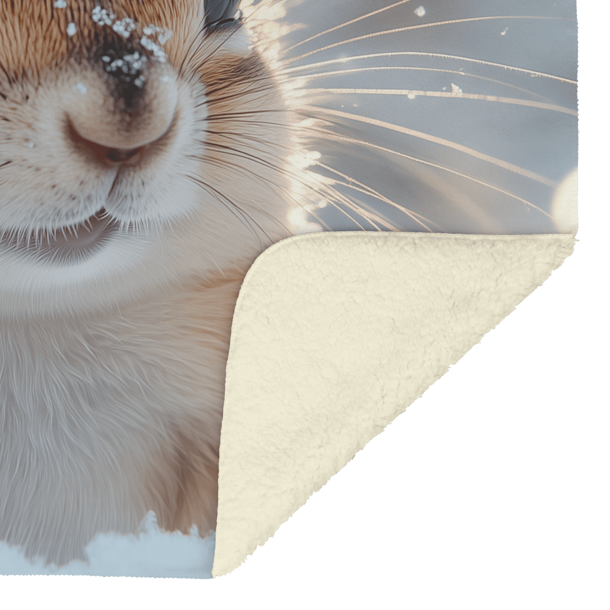 Chipmunk Standing in Snowy Forest Surrounded by Glowing Frost Covered Branches and Twinkling Snowflakes Fleece Sherpa Blanket - Awakening Righteousness
