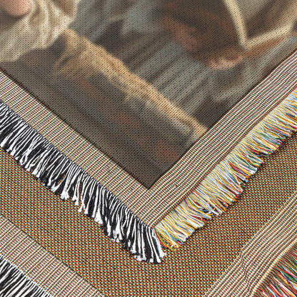 Chorale of Young Girls with Books Woven Throw Blanket - Awakening Righteousness