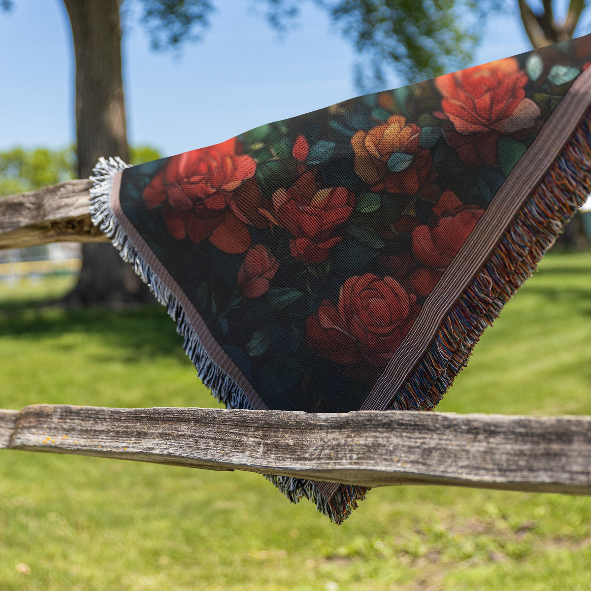 Christian Cross Stained Glass Roses Design Woven Throw Blanket for Faithful Inspirational Home Decor and Cozy Comfort - Awakening Righteousness