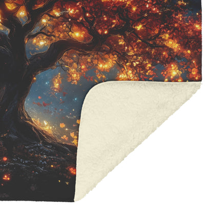 Cosmic Tree of Life Cozy Christian Fleece Sherpa Blanket - Awakening Righteousness