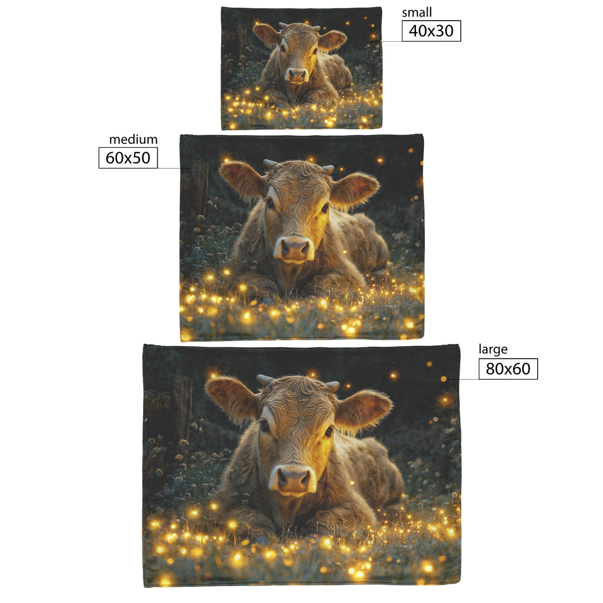 Cow Resting by Wooden Fence Sherpa Fleece Blanket Twilight Meadow Glowing Fireflies Serene Peaceful Scene - Awakening Righteousness