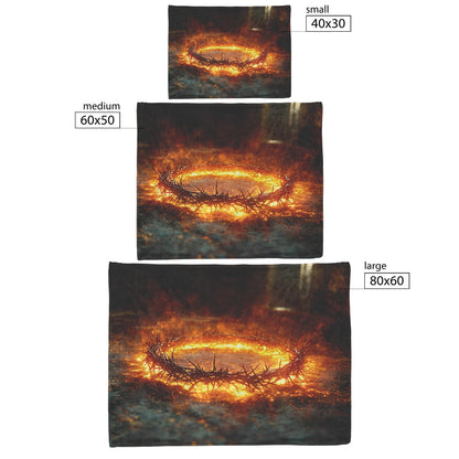 Crown Of Thorns With Glowing Fire Design Fleece Sherpa Blanket Christian Gift Symbol Of Sacrifice And Faith Decor - Awakening Righteousness