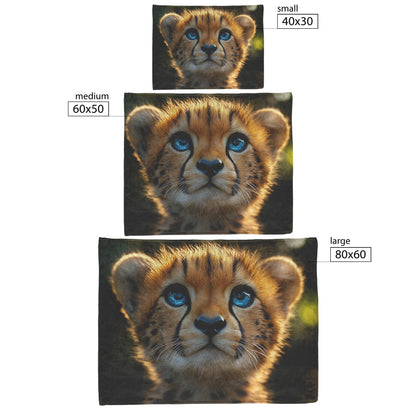 Cute Baby Cheetah Blue Eyes Innocent Expression Cozy Fleece Sherpa Blanket Nature Beauty - Awakening Righteousness