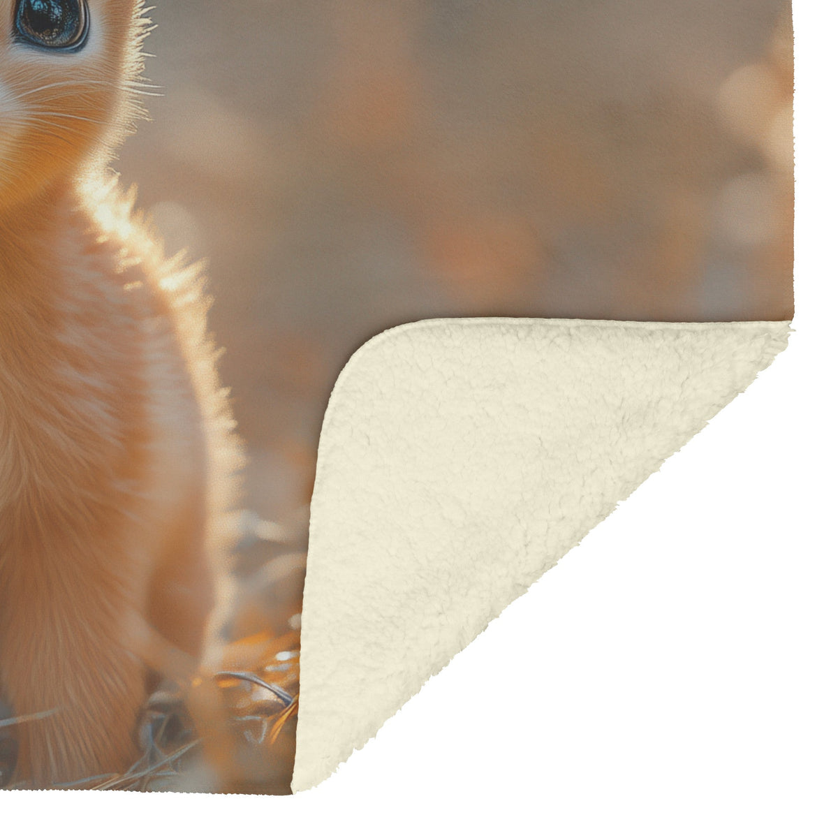 Cute Baby Elk with Big Eyes on Golden Forest Floor with Sunlight Cozy Fleece Sherpa Blanket - Awakening Righteousness