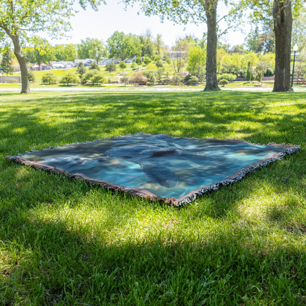 Cute Baby Dolphins Swimming in Water Cozy Woven Throw Blanket - Awakening Righteousness