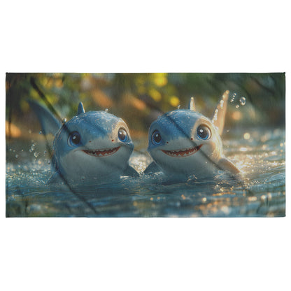 Cute Baby Shark Beach Towel Vibrant and Playful Ocean Inspired Design for Beach, Pool, and Summer Adventures - Awakening Righteousness