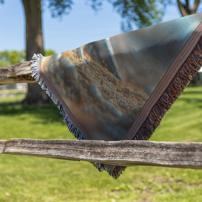 Cute Baby Shark Swimming On Ocean Floor Cozy Woven Throw Blanket - Awakening Righteousness