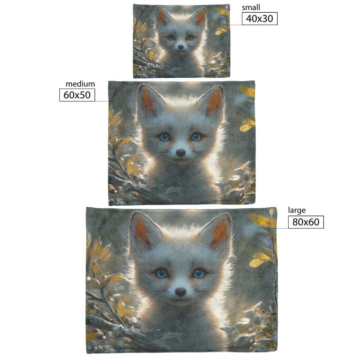 Cute Baby Snow Fox with Blue Eyes and White Fur Cozy Fleece Sherpa Blanket - Awakening Righteousness