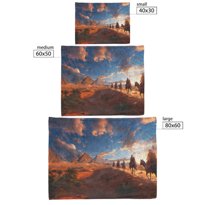 Desert Pyramid Caravan Fleece Sherpa Blanket Soft Historic Nature Inspired Scenic Adventure Design - Awakening Righteousness