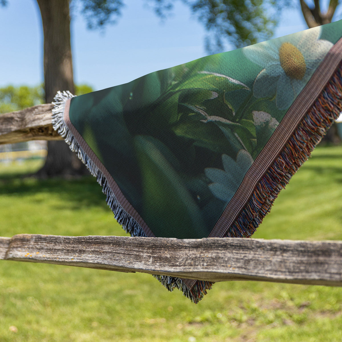 Dew Kissed Daisies in a Sunlit Meadow Woven Throw Blanket for Home Decor - Awakening Righteousness