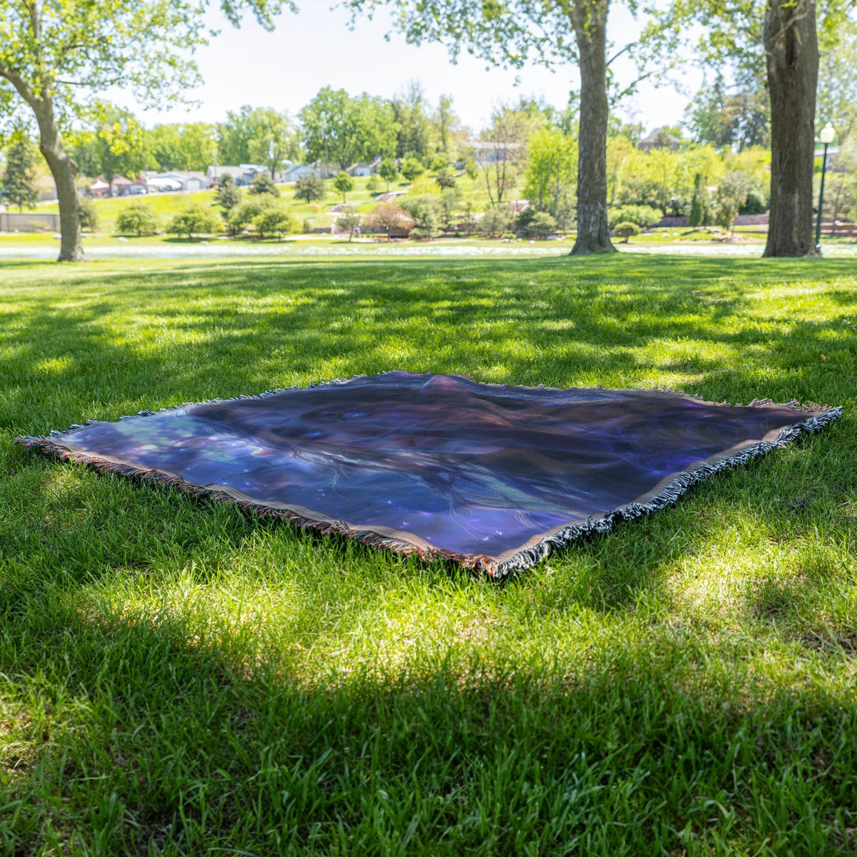 Divine Holy Female Night Elf Woven Throw Blanket WoW Fantasy Art Inspired Ethereal Beauty For Home or Gift - Awakening Righteousness