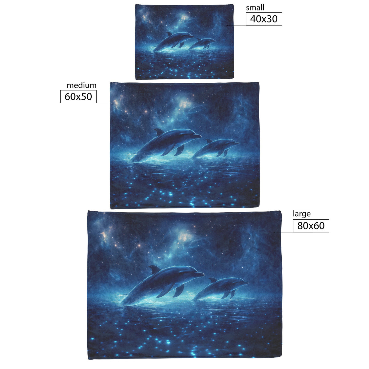 Dolphins Glowing Softly Swimming Through Bioluminescent Waters Star Filled Sky Peaceful Surreal Fleece Sherpa Blanket - Awakening Righteousness