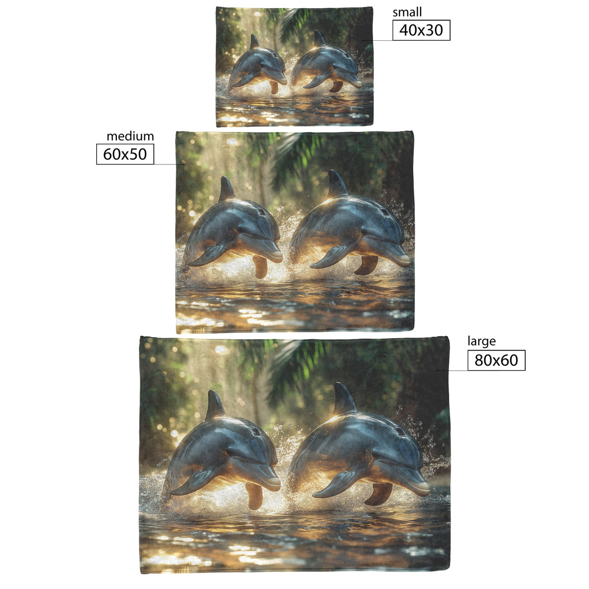 Dolphins Leaping in Jungle River with Lush Vegetation Cozy Fleece Sherpa Blanket - Awakening Righteousness