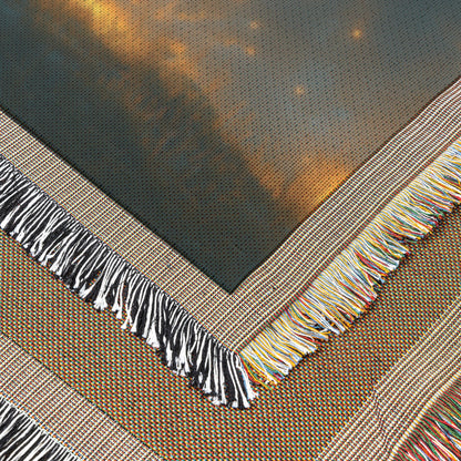 Dreamy Night Sky Crescent Moon Woven Throw Blanket - Awakening Righteousness