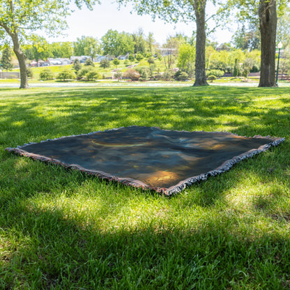 Dreamy Night Sky Crescent Moon Woven Throw Blanket - Awakening Righteousness