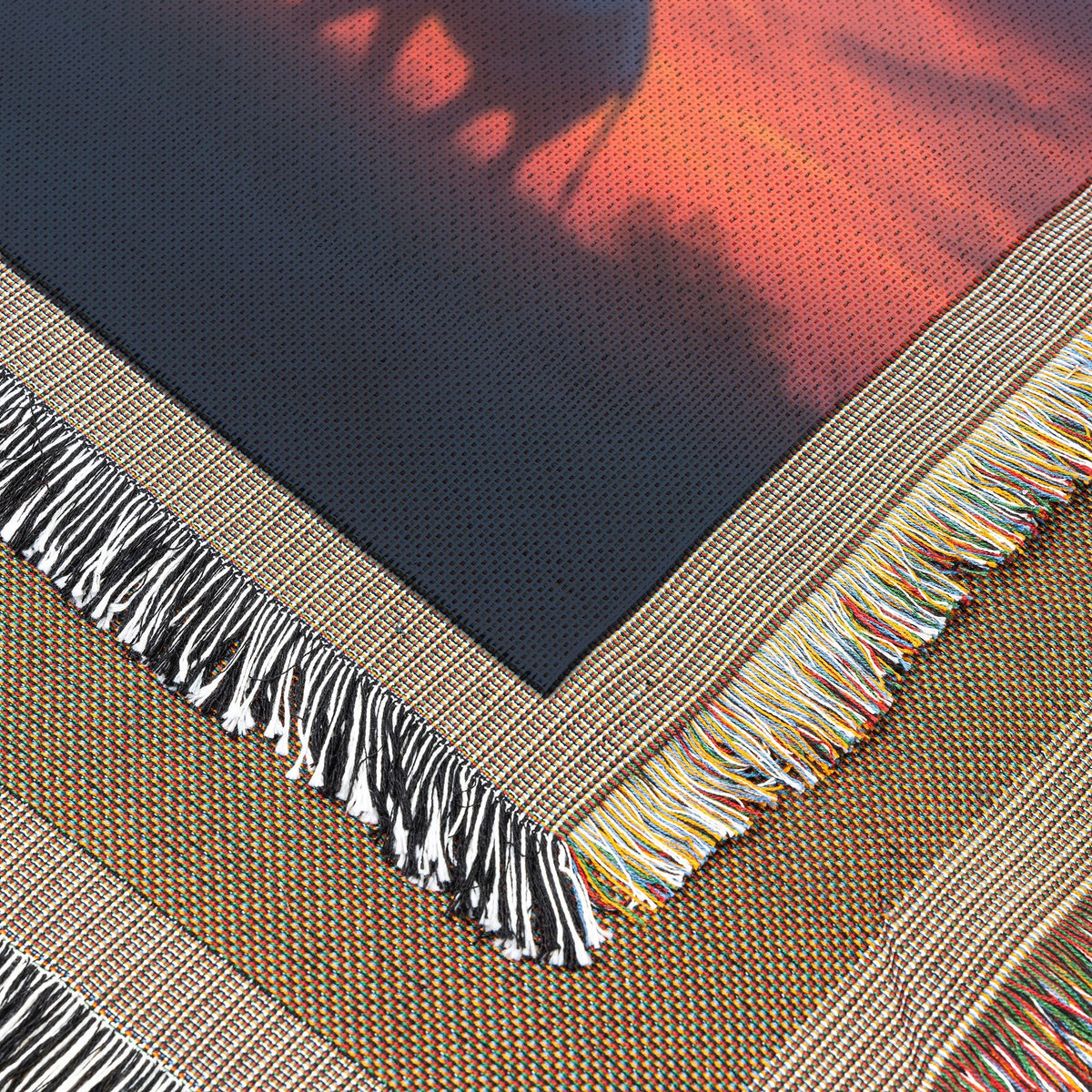 Elephant Family Walking Together Under Glowing Twilight Sky Filled with Stars Woven Throw Blanket - Awakening Righteousness