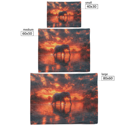 Elephant Walking Peacefully Across Glowing River Twilight Sky Water Reflecting Vibrant Colors Sherpa Fleece Blanket - Awakening Righteousness
