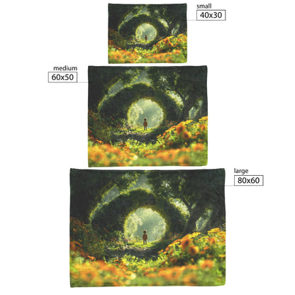 Enchanted Forest Path Fleece Sherpa Blanket Soft Whimsical Nature Inspired Dreamscape Design - Awakening Righteousness