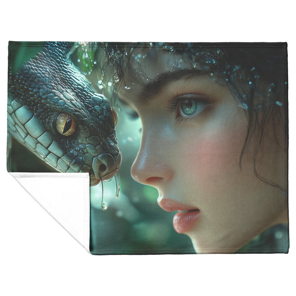 Eve and Serpent in Garden of Eden Fleece Sherpa Blanket Religious Artwork for Spiritual Home Decor - Awakening Righteousness