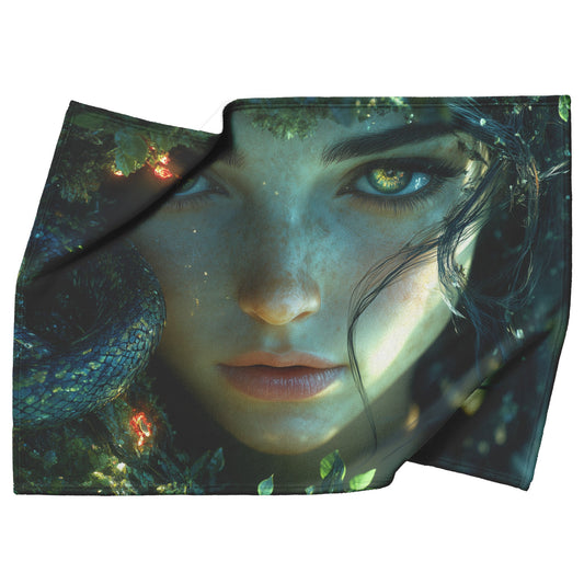 Eve in the Garden of Eden with Serpent Fleece Sherpa Blanket Biblical Art for Religious Home Decor - Awakening Righteousness