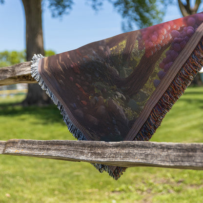 Fantasy Garden with Giant Colorful Grapes Woven Throw Blanket - Awakening Righteousness