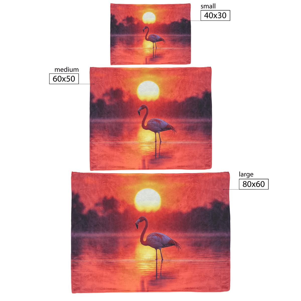 Flamingo Silhouetted Against Glowing Orange and Pink Sunrise Standing Gracefully on Reflective Lagoon Fleece Sherpa Blanket - Awakening Righteousness
