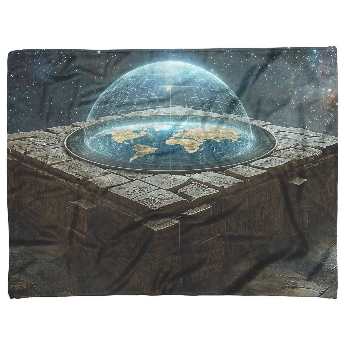 Flat Earth Radiant Firmament Ancient Stone Starry Cosmos Cozy Fleece Sherpa Blanket - Awakening Righteousness