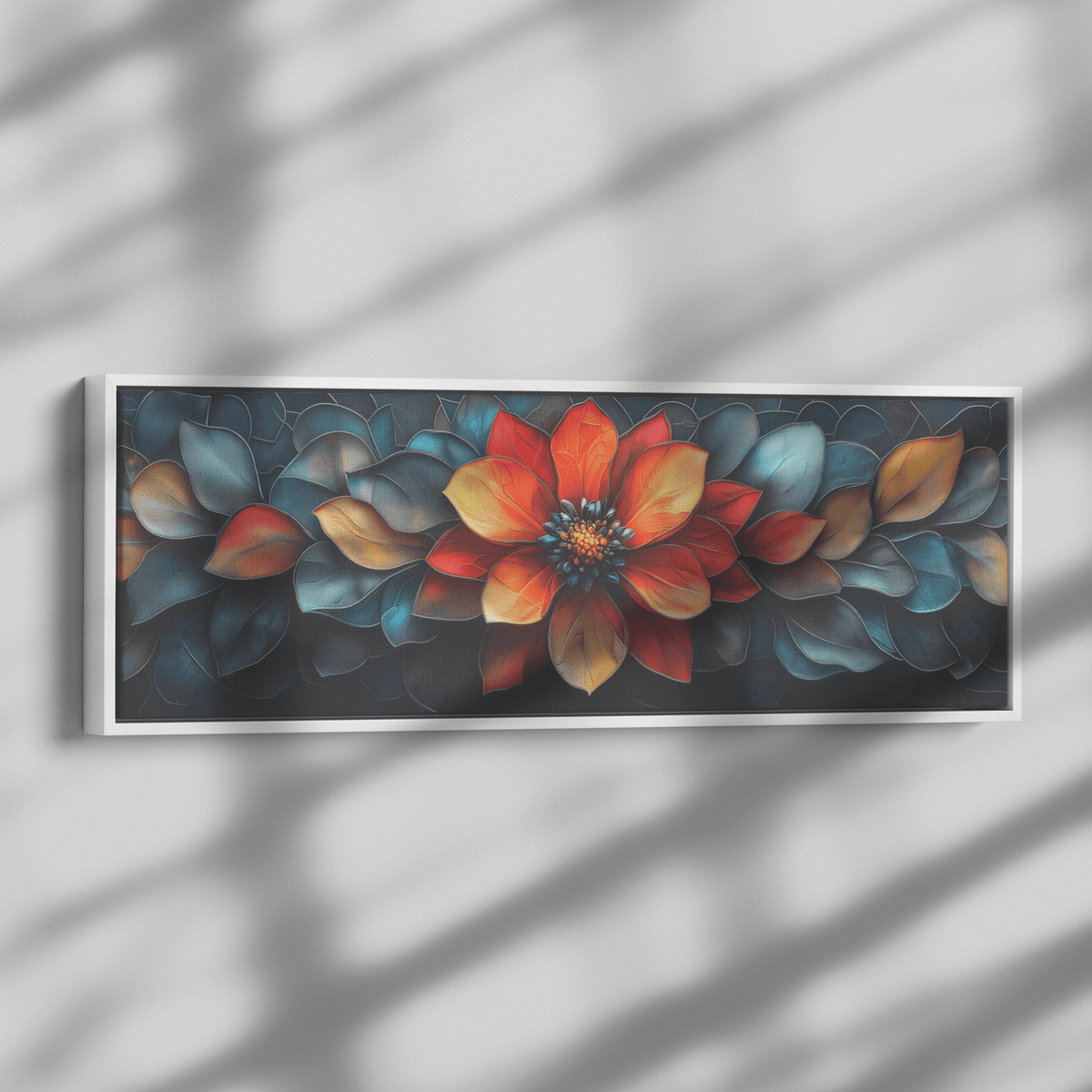 Floral Mandalas Geometric Symmetry Intricate Stained Glass Panoramic Framed Canvas Wall Art Decor - Awakening Righteousness
