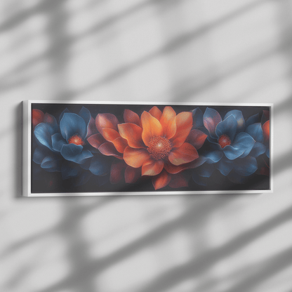 Floral Mandalas Multi Layered Petal Patterns Panoramic Framed Canvas Wall Art for Home and Office Decor - Awakening Righteousness