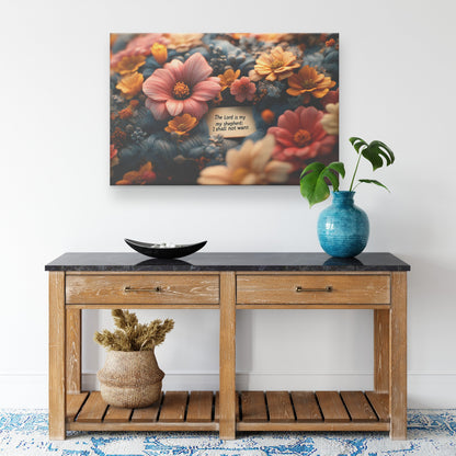 Floral Scripture Canvas Wall Art with The Lord is My Shepher for Christian Inspirational Decor - Awakening Righteousness