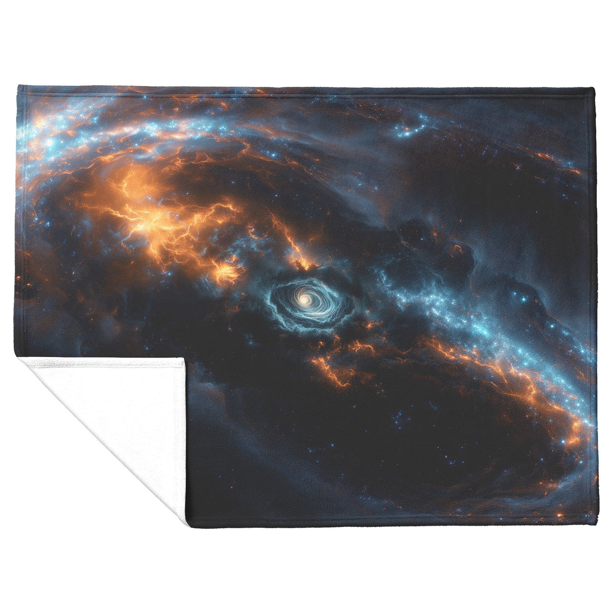 Galactic Majesty Fleece Sherpa Blanket Featuring Fiery Nebula and Cosmic Swirl in a Star Filled Universe - Awakening Righteousness