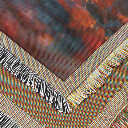 Glowing Autumn Leaf in Golden Light Woven Throw Blanket - Awakening Righteousness