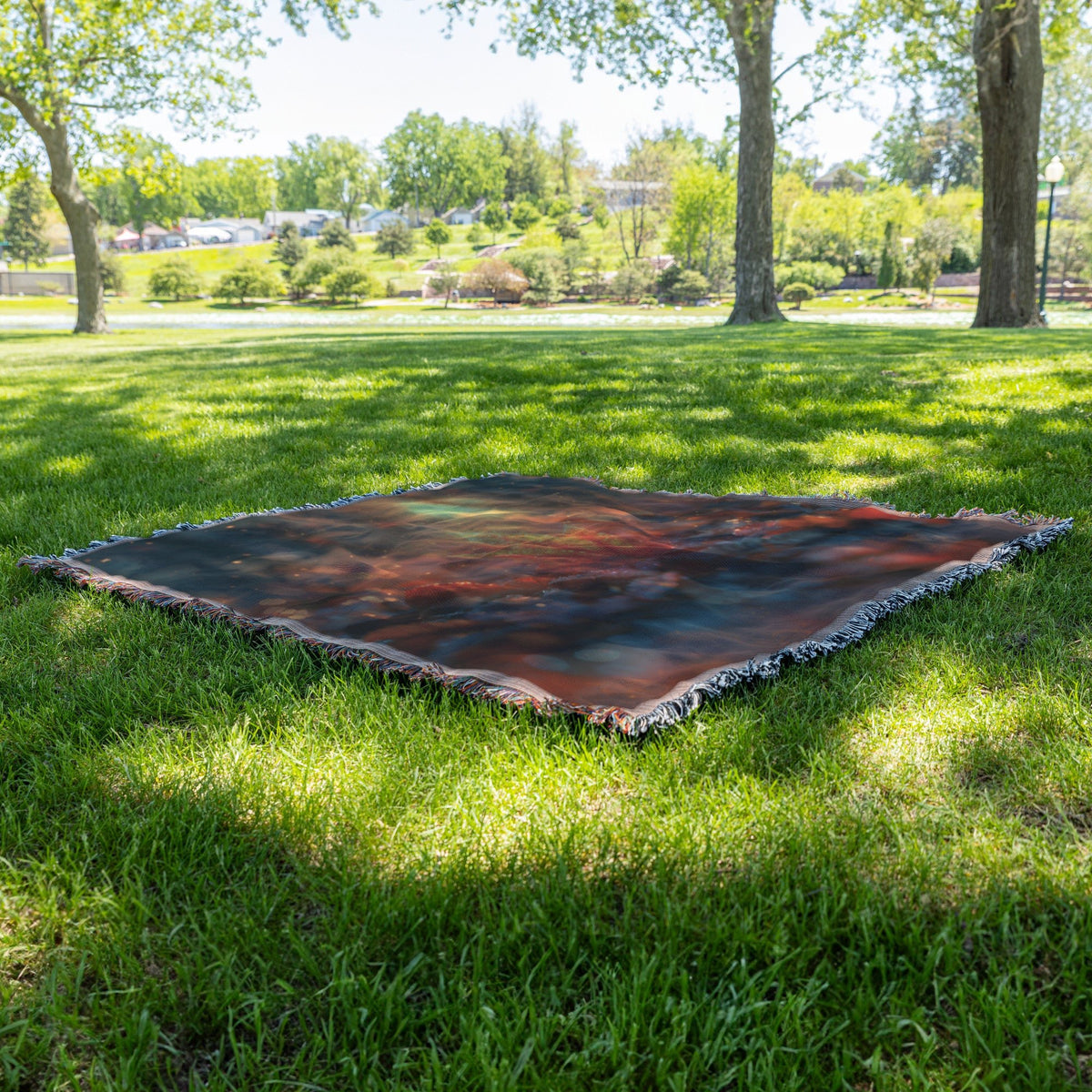 Glowing Autumn Leaf in Golden Light Woven Throw Blanket - Awakening Righteousness