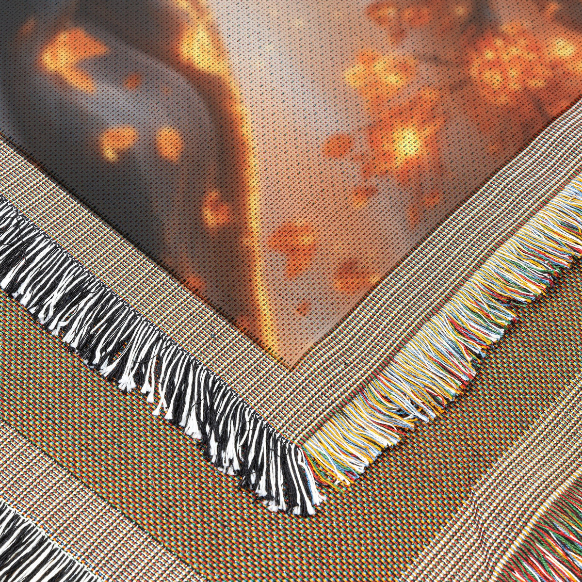 Glowing Autumn Tree with Golden Leaves and Radiant Roots Woven Throw Blanket for Home Decor - Awakening Righteousness