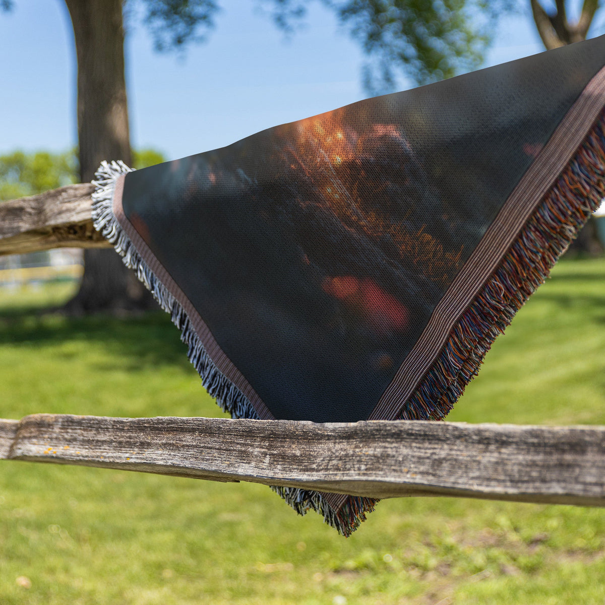 Glowing Cross Tree in a Mystical Forest Woven Throw Blanket for Spiritual Comfort - Awakening Righteousness