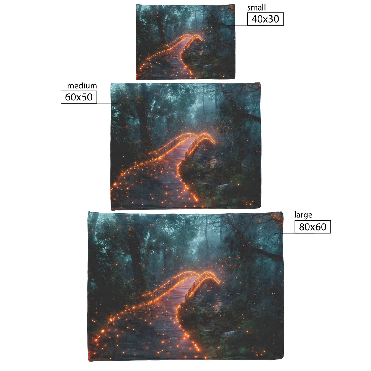 Glowing Rainbow Bridge Over Mystical Forest Vibrant Trees Sparkling Light Mist Enchanted Golden Light Fleece Sherpa Blanket - Awakening Righteousness
