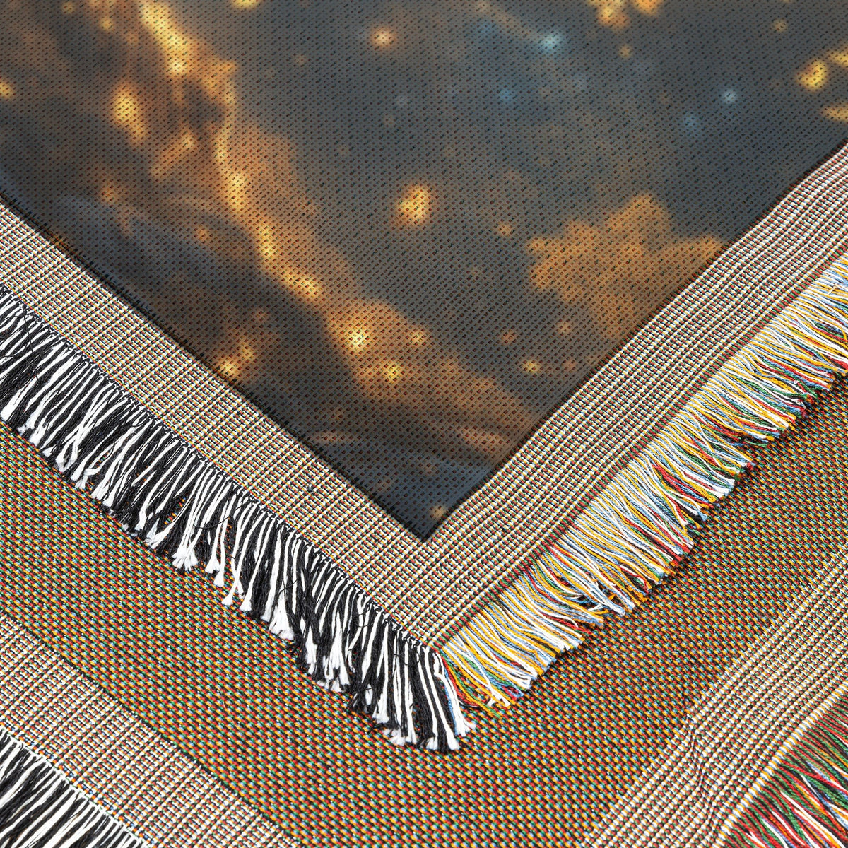 Glowing Tree of Life with Golden Leaves and Starry Sky Woven Throw Blanket for Cozy Home Decor - Awakening Righteousness