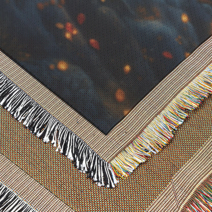 Glowing Tree of Life with Radiant Leaves and Fallen Gems Woven Throw Blanket for Home Decor - Awakening Righteousness