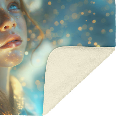 Golden Glow Dreamscape Fleece Sherpa Blanket Soft Enchanting Nature Inspired Starry Design - Awakening Righteousness