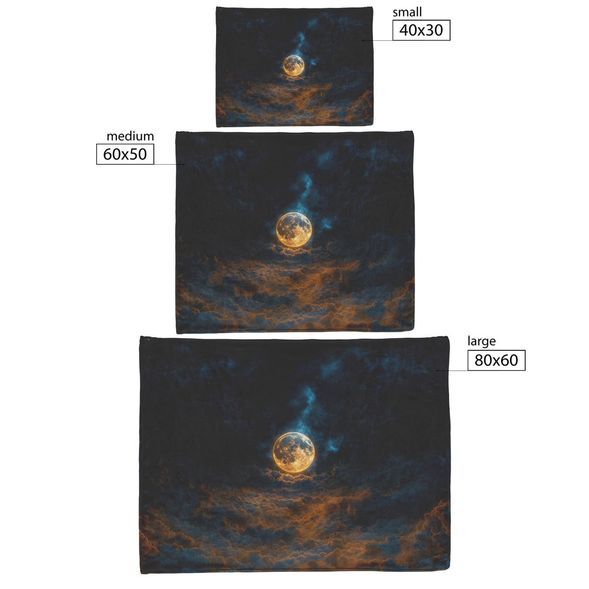 Golden Moonlit Clouds Fleece Sherpa Blanket Ethereal Night Sky Celestial Design - Awakening Righteousness
