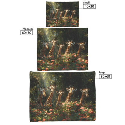 Graceful Giraffes in a Lush Forest Cozy Fleece Sherpa Blanket - Awakening Righteousness
