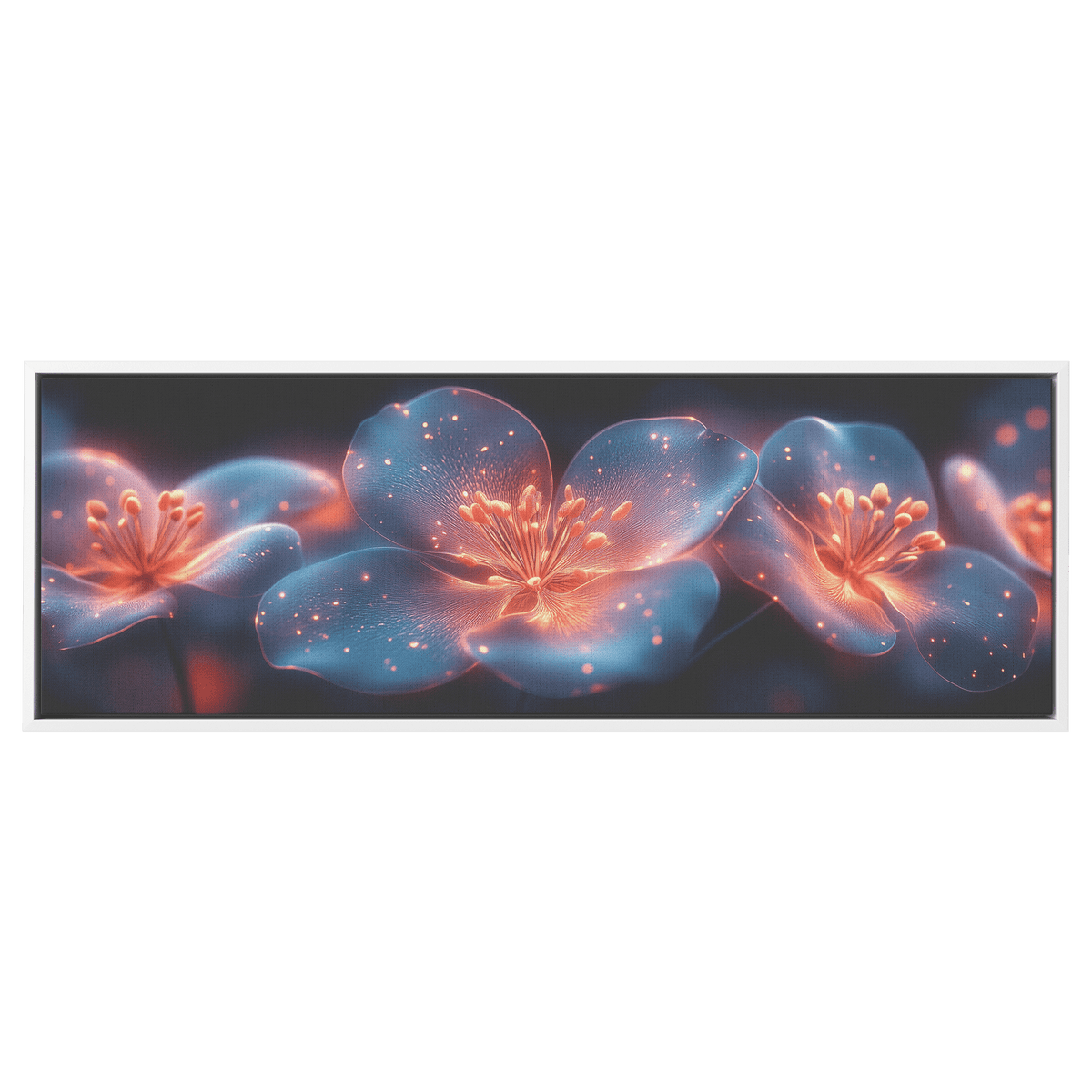 Gradient Colored Flowers Glowing Geometric Patterns Vivid Neon Like Gradients Ultra High Definition Panoramic Framed Canvas Wall ArtCanvasteelaunch