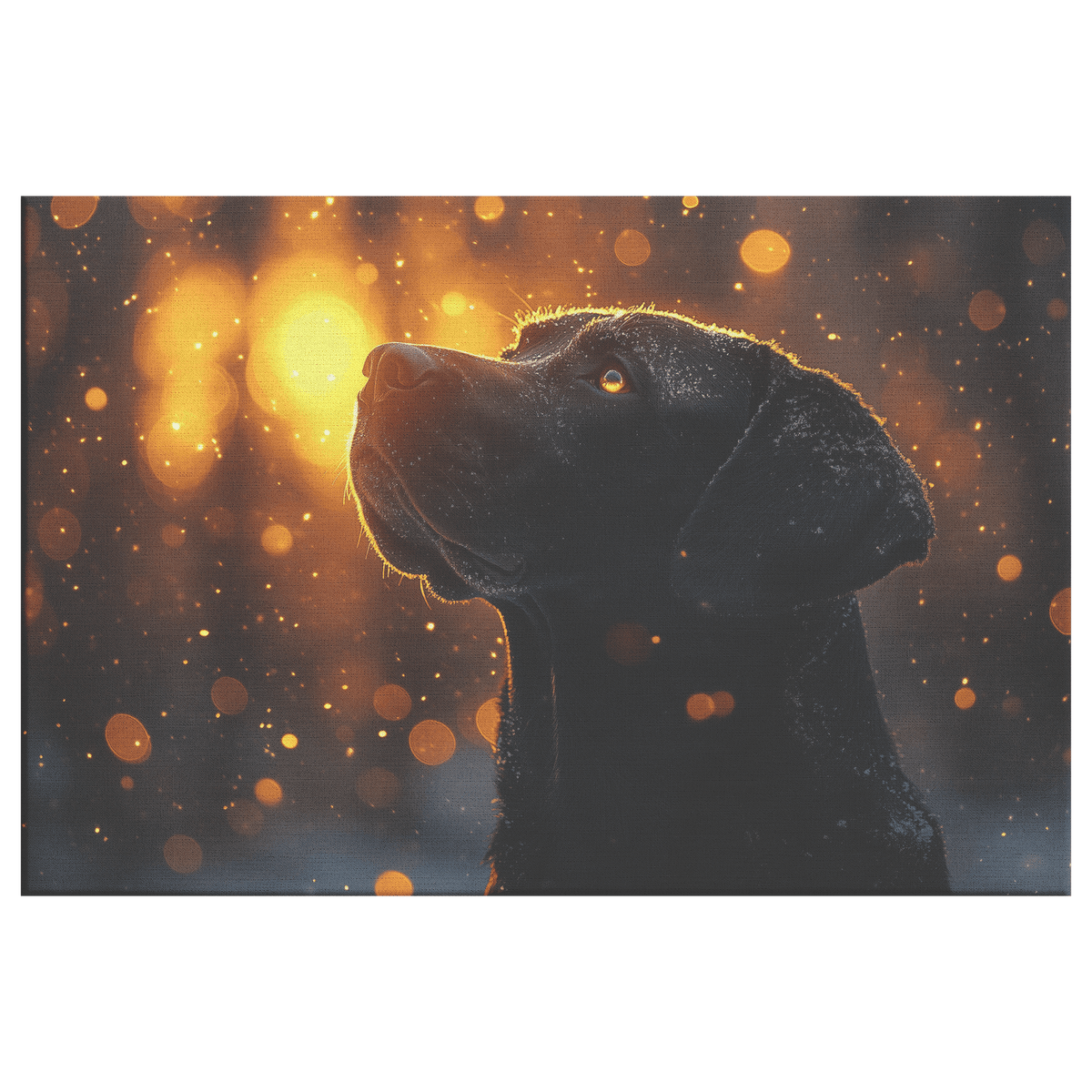 Great Dane In Snowy Forest Surrounded By Shimmering Textures And Radiant Golden Highlights Canvas Wall Art Decor - Awakening Righteousness
