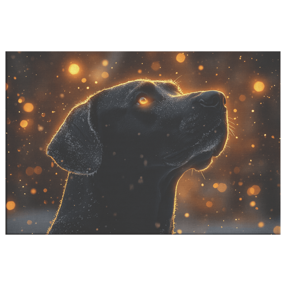 Great Dane In Snowy Forest Surrounded By Shimmering Textures And Radiant Golden Highlights Canvas Wall Art Decor - Awakening Righteousness