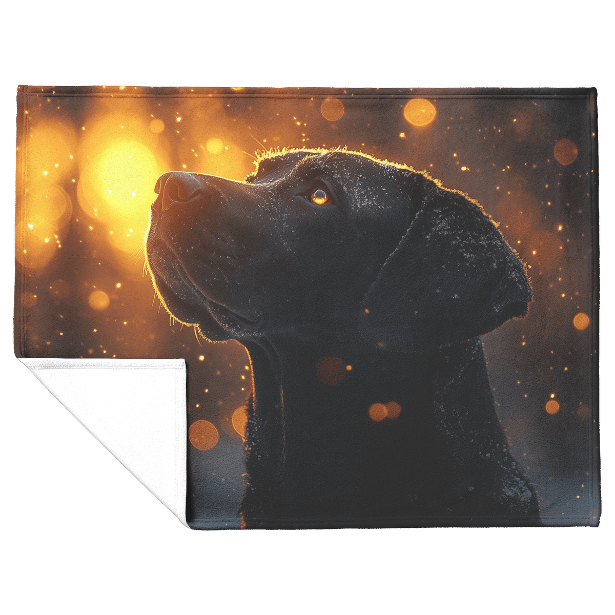 Great Dane in Snowy Forest Surrounded by Shimmering Textures and Radiant Golden Highlights Fleece Sherpa Blanket - Awakening Righteousness
