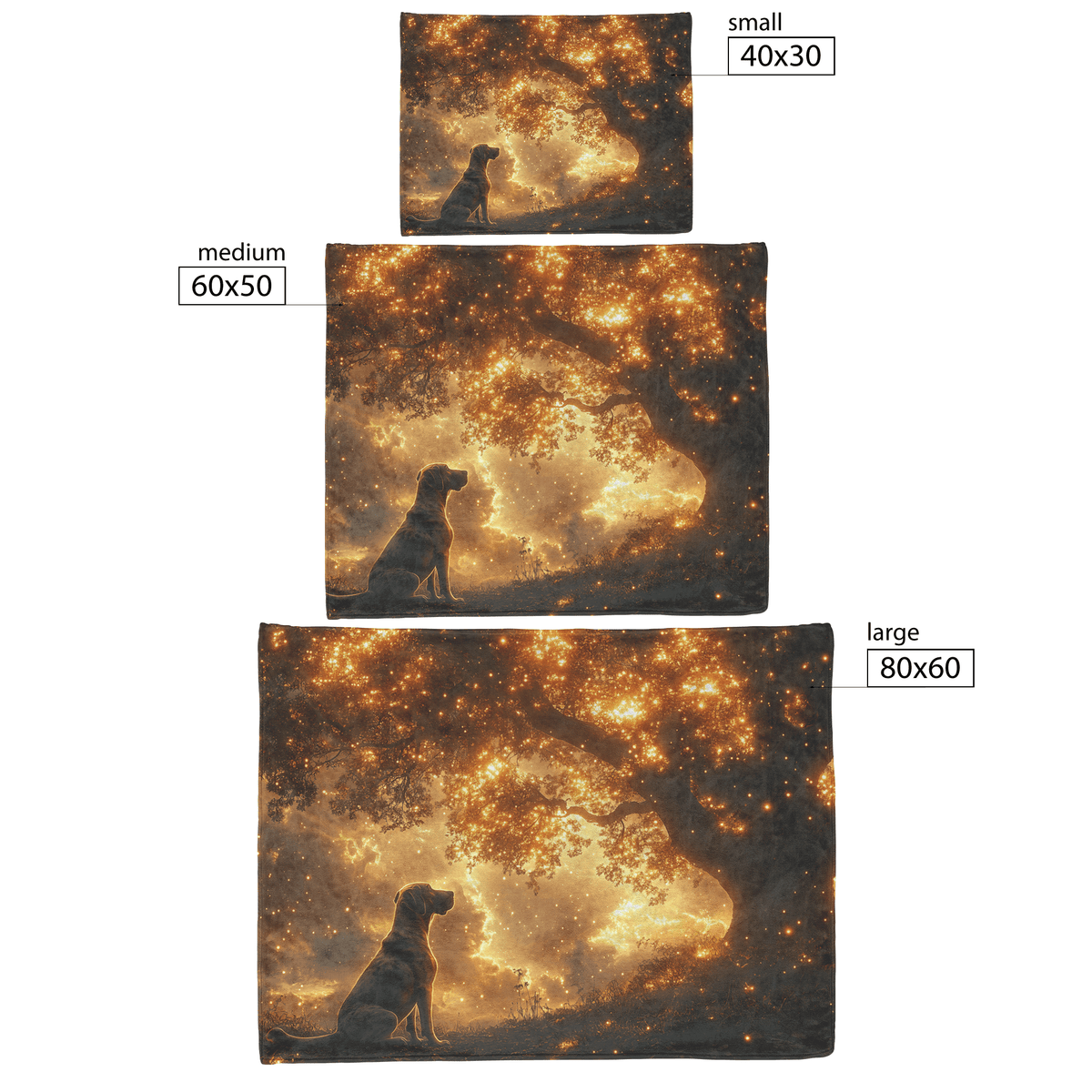 Great Dane Sitting Beneath Tree Surrounded by Cosmic Textures and Radiant Golden Light Rays Fleece Sherpa Blanket - Awakening Righteousness