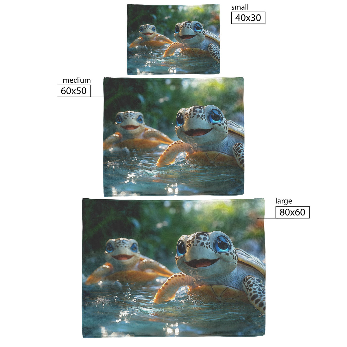 Happy Baby Turtles Playing in Tropical Water with Lush Greenery Cozy Fleece Sherpa Blanket - Awakening Righteousness